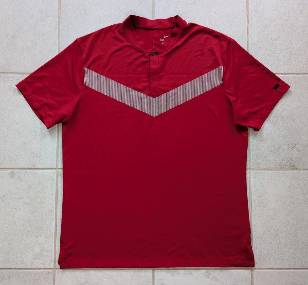 Nike Tiger Woods Men's Large Golf Polo Shirt Blade Collar Red Stretch